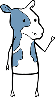 Single-Moo-for-Hero-image cartoon cow with hand in the air waving