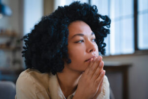 woman looking into distance