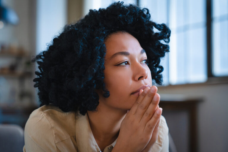 woman looking into distance